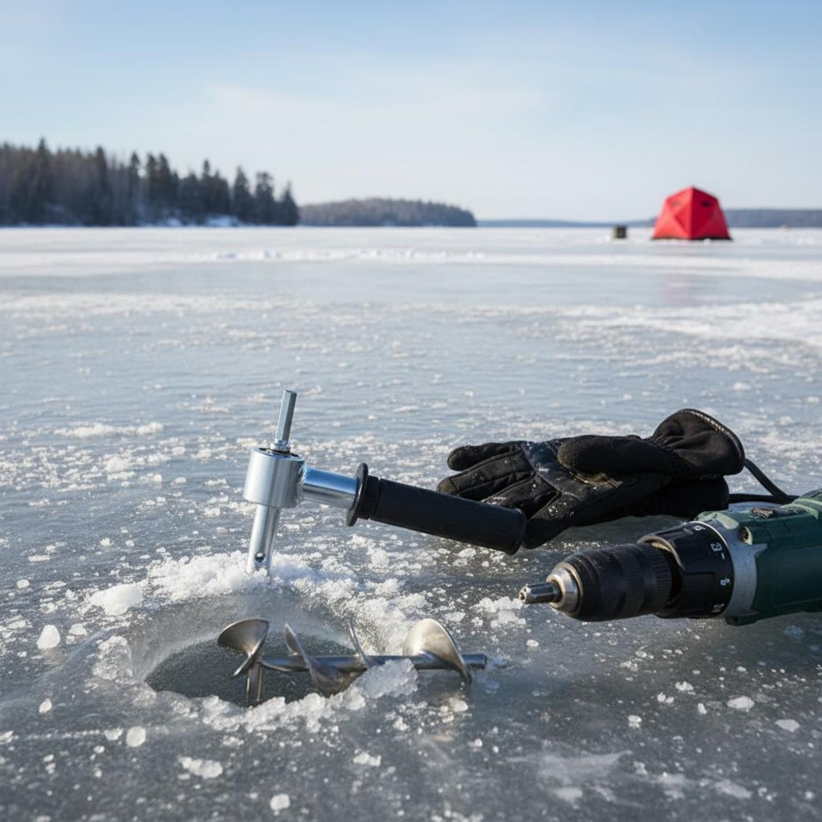 Fishing - Adaptateur de perceuse à glace robuste