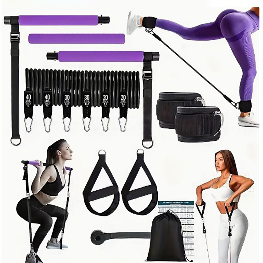 Pilates Bar Kit With Resistance Bands - Bandes de résistance de 180 lb