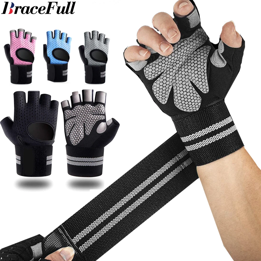 Wrist Wraps Weightlifting Support - Gants de fitness demi-doigt avec support