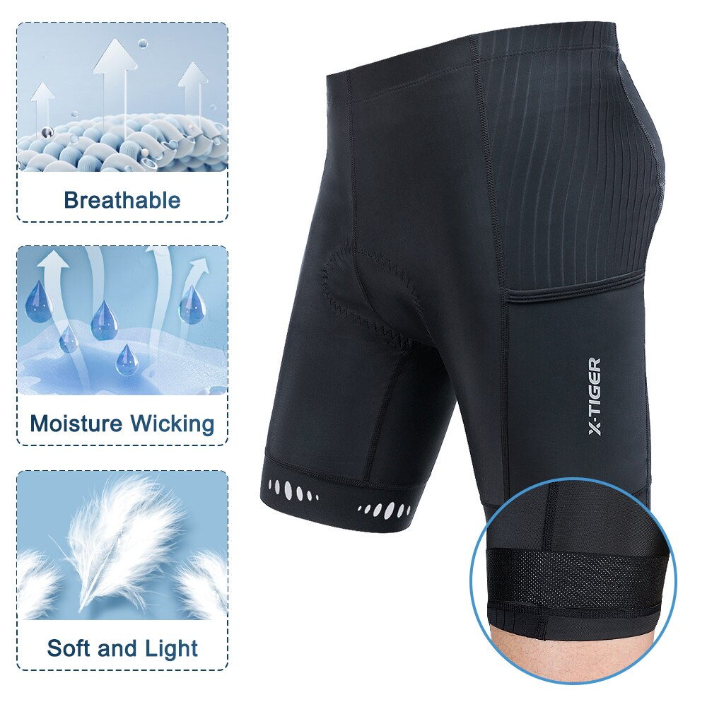 X-TIGER Hommes Cyclisme Shorts - Padded Cycling Shorts 5D Gel avis et prix