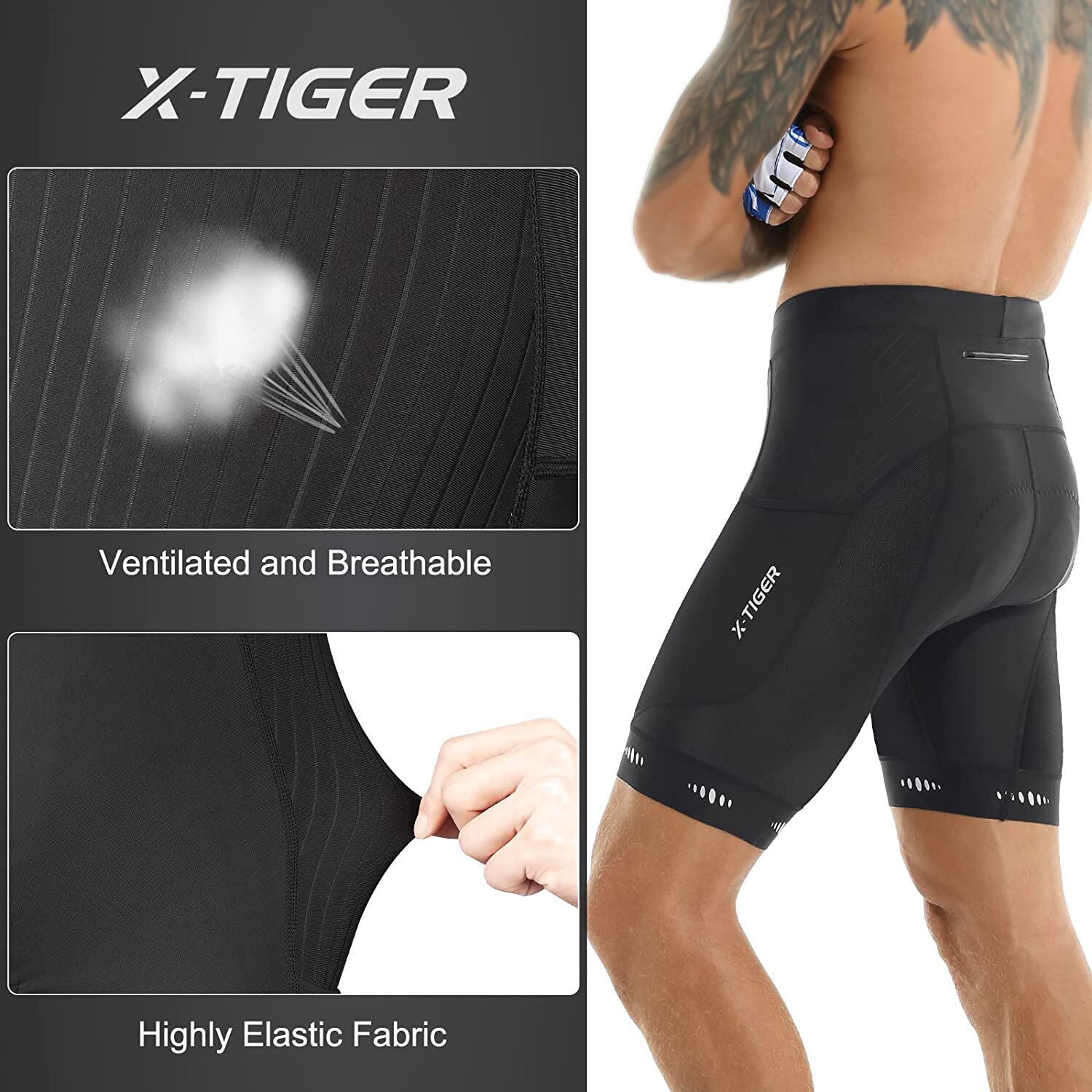 X-TIGER Hommes Cyclisme Shorts - Padded Cycling Shorts 5D Gel avis et prix
